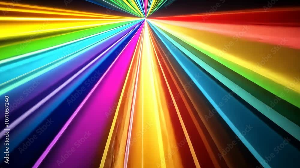 Poster a colorful abstract design with lines radiating out from a central point, mimicking the look of a co