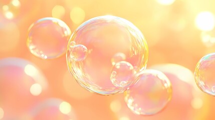 Abstract bubble-filled background with rainbow colors refracting through transparent orbs, forming a complex and visually striking pattern of light and reflections