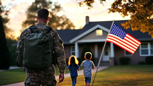 Soldier Returns Home to Family in Emotional Reunion Scene