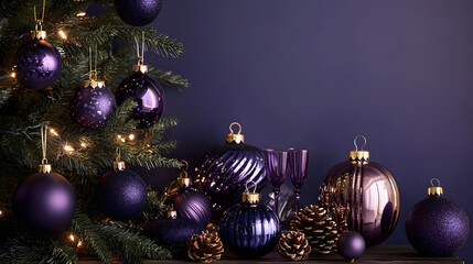 Elegant Future Dusk Color Palette with Christmas Ornaments and Festive Decor