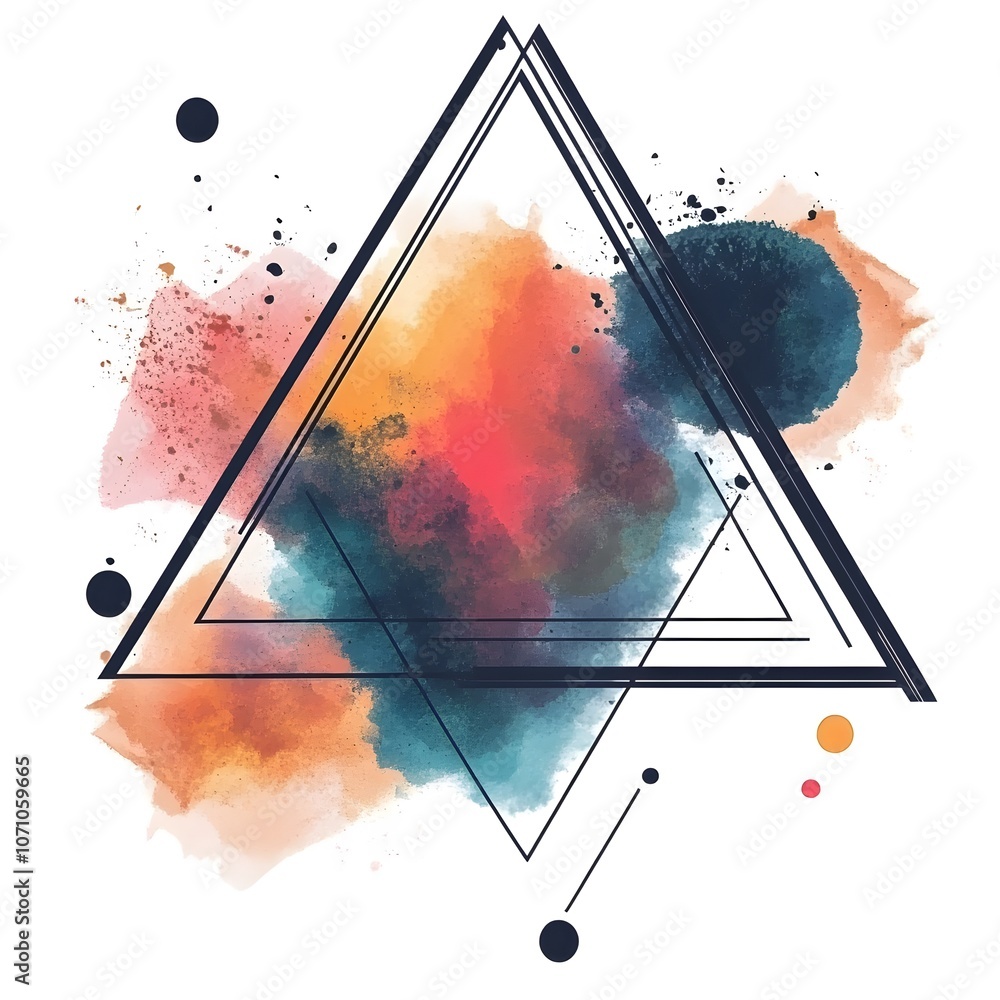 Poster a geometric frame with triangles and abstract shapes