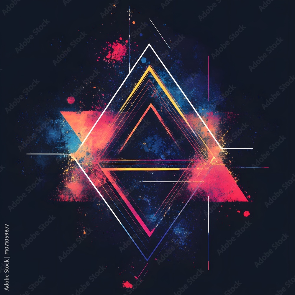 Poster a geometric frame with triangles and abstract shapes