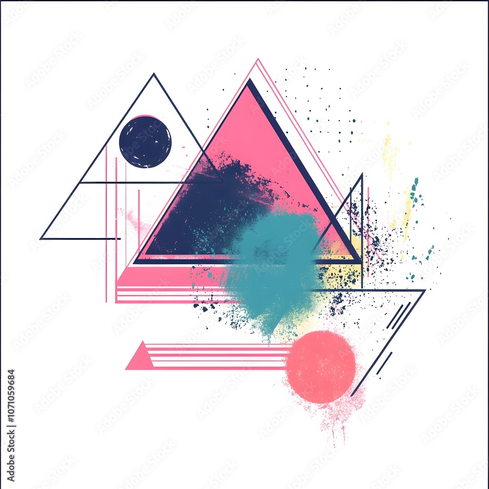 Poster a geometric frame with triangles and abstract shapes