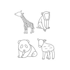 Set Of Faceless Animal Tracing Line