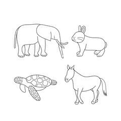 Set Of Faceless Animal Tracing Line