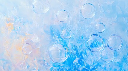 Bubbles catching natural light with a radiant glow, arranged abstractly for a subtle, ethereal effect on a textured, airy background