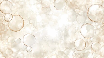 Fototapeta premium Bubbles catching natural light with a radiant glow, arranged abstractly for a subtle, ethereal effect on a textured, airy background