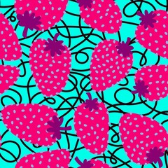 Summer fruit seamless strawberry berry pattern for wrapping paper and fabrics