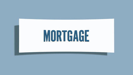 Mortgage. A card isolated on blue background.