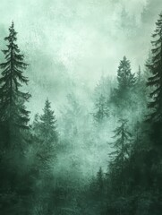 Serene Forest Escape: Dreamy Green and White Textures Evoking Peace and Tranquility