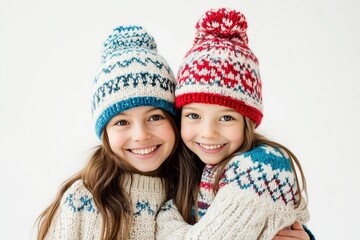 A joyful mother and daughter share a warm embrace during a winter celebration at home