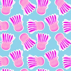 Fototapeta premium Summer animals seamless octopus pattern for wrapping paper and kids