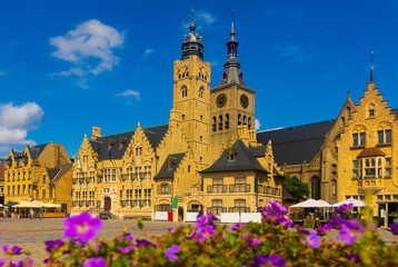 Grote Markt of Diksmuide during summer day. Flemish province of West Flanders, Belgium.