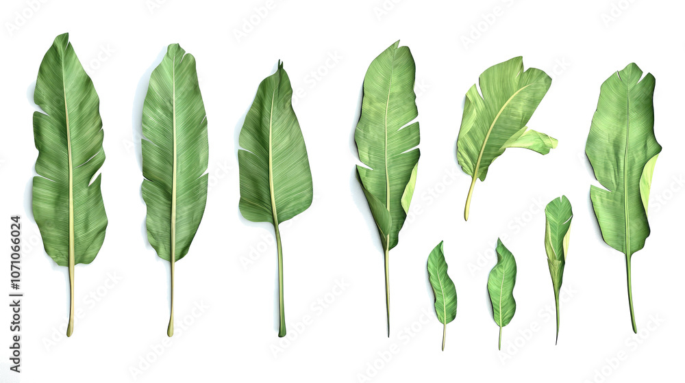 Aufkleber realistic palm leaves isolated on transparent background with shadows generative ai