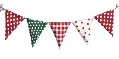 Fototapeta premium Festive bunting with red and green polka dots perfect for holiday celebrations
