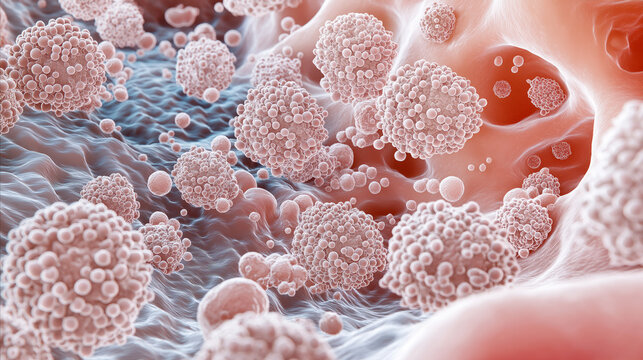 sarcoma cells in a biological environment. Scientific and medical concept for cancer research and cellular structure