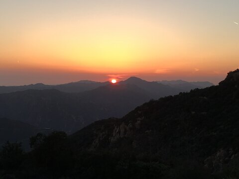 Malibu Mountains Yellow and Orange Sunset
