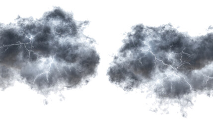 Thunderstorms & Lightning on Transparent Background Generative AI
