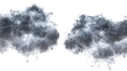 Thunderstorms & Lightning on Transparent Background Generative AI