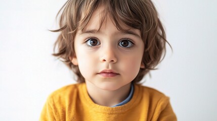 Naklejka premium Curious Boy with Thoughtful Expression
