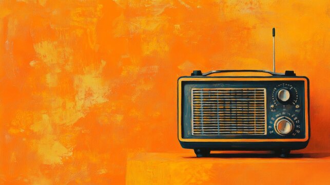 radio on orange background. world radio day concept