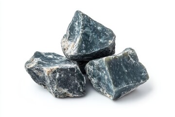 Blue cheese set against a white backdrop with full depth of field