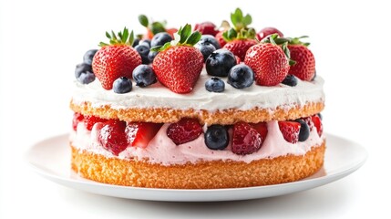 Delicious Strawberry and Blueberry Cake