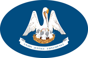 Oval flag of the United States of America federal state of LOUISIANA