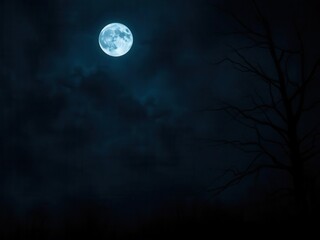 Fototapeta premium Dramatic night sky with mystic moon and spooky gothic background, perfect for Halloween and horror themes, horror, eerie, atmosphere