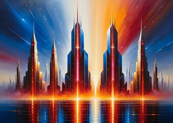 Fototapeta premium Mystical Metropolis at Dusk