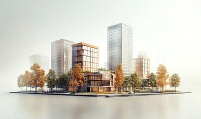 Obraz premium Mixed-use development with residential and commercial buildings, urban planning, 3D illustration