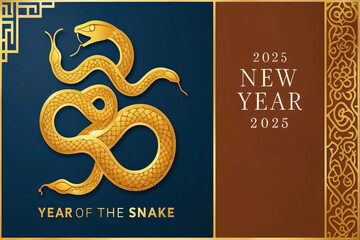 happy new year 2025 greeting card to celebrate the chinese new year of the snake
