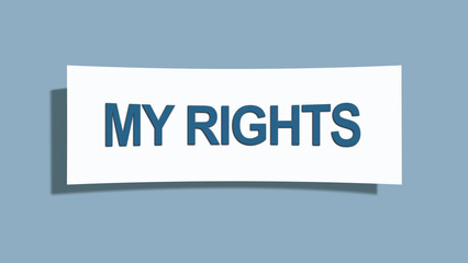 My Rights. A card isolated on blue background.