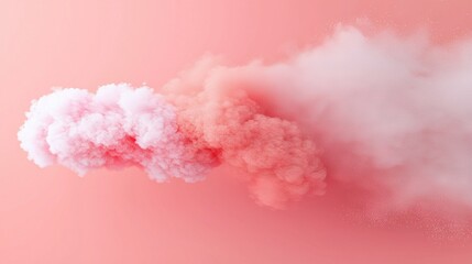 Fototapeta premium A pink cloud of smoke on a white background with a white spot in the center
