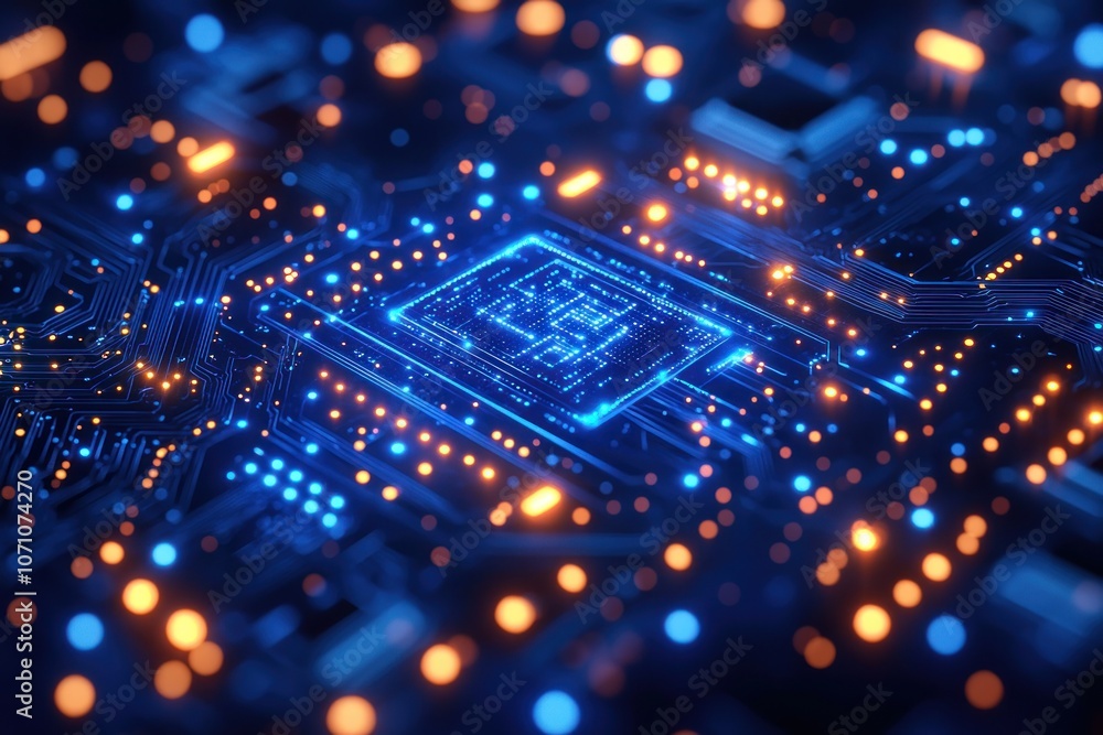 Aufkleber glowing circuit board with central processor