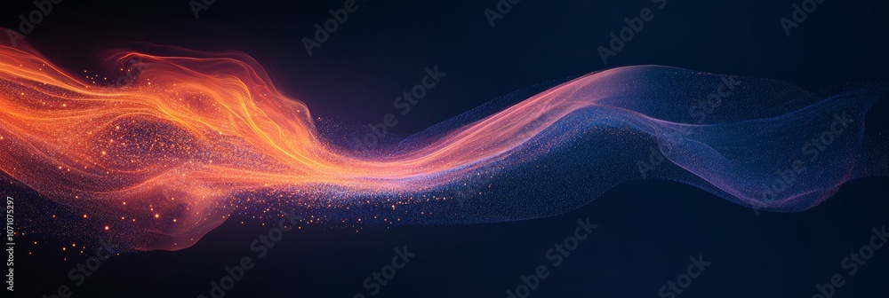 Poster a modern, abstract firework display with bold colors and spark trails, isolated on a dark blue backg