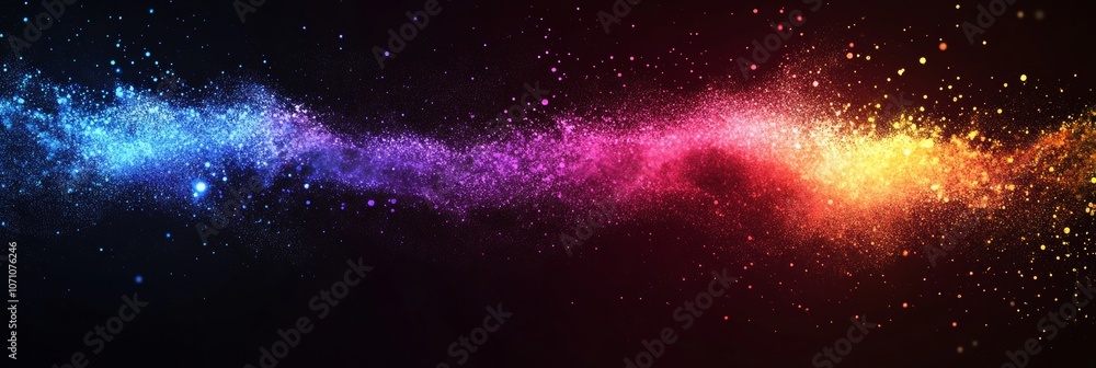 Poster an abstract burst of fireworks with multi-colored particles and a glowing light effect, perfect for 