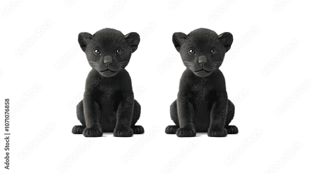 Poster sitting black panthers set on a transparent background generative ai