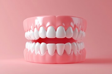 Obraz premium 3D Render of Teeth Model, Front View on White Background