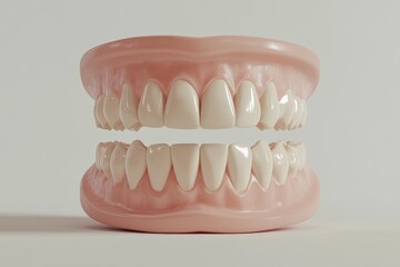 Obraz premium 3D Render of Teeth Model, Front View on White Background