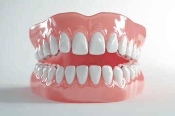 3D Render of Teeth Model, Front View on White Background