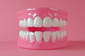Obraz premium 3D Render of Teeth Model, Front View on White Background