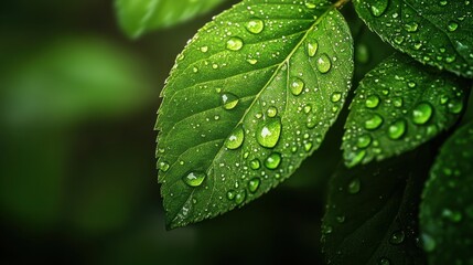 Explore the beauty of dew-kissed green leaves in nature photography