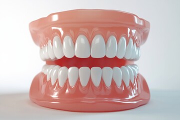 Obraz premium 3D Render of Teeth Model, Front View on White Background