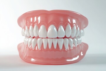 Obraz premium 3D Render of Teeth Model, Front View on White Background