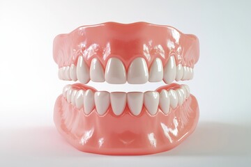 Obraz premium 3D Render of Teeth Model, Front View on White Background