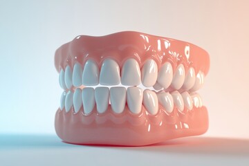 Obraz premium 3D Render of Teeth Model, Front View on White Background