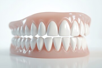Obraz premium 3D Render of Teeth Model, Front View on White Background