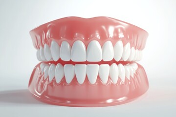 Fototapeta premium 3D Render of Teeth Model, Front View on White Background