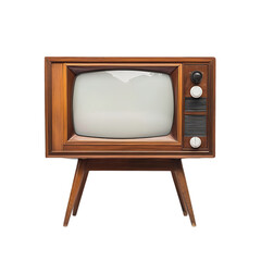 Old tv set vintage television with blank screen isolated on white transparent backgroun